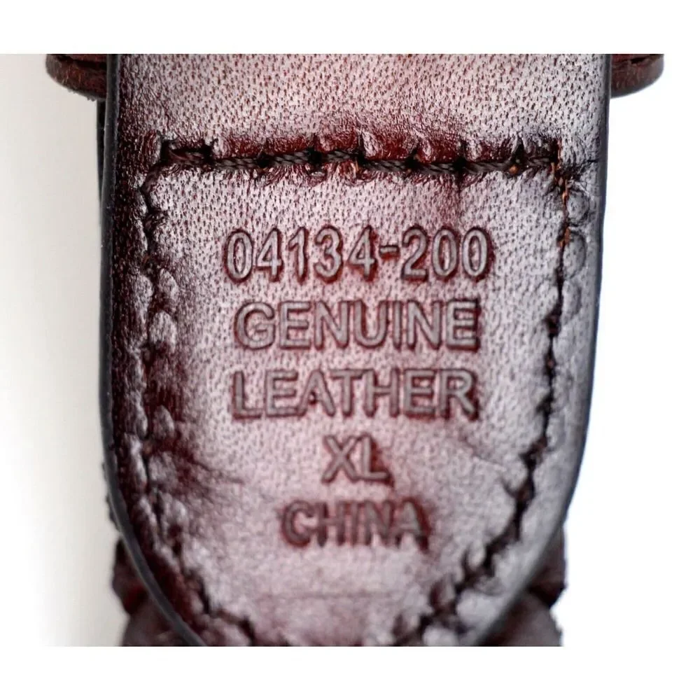 VTG WOVEN BROWN GENUINE LEATHER 1 1/8